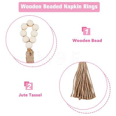 Wooden Beaded Napkin Rings AJEW-FH00006-1