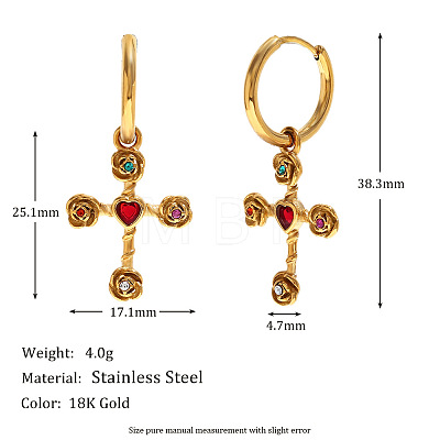 316L Surgical Stainless Steel & Colorful Cubic Zirconia Hoop Earrings WG948D4-01-1