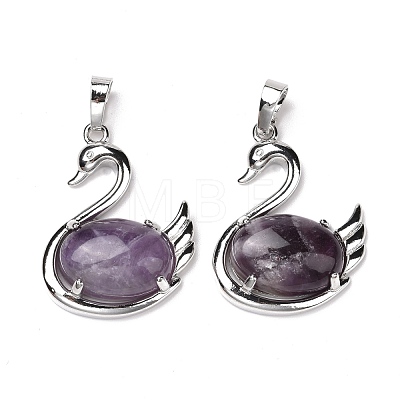 Natural Amethyst Pendants G-M385-04P-E-1