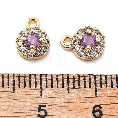 Brass Micro Pave Cubic Zirconia Charms KK-L222-001G-03-1