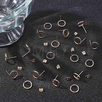20Pcs Brass Circle Stud Earrings with Ear Nut for Women EJEW-BBC0001-09-1