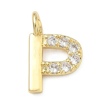 Brass Micro Pave Clear Cubic Zirconia Pendants KK-I476-01G-P-1