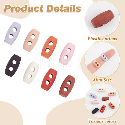 64Pcs 8 Colors Plastic Buttons BUTT-FG0001-36-1