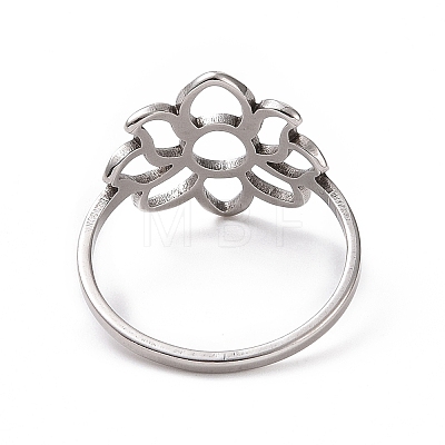 201 Stainless Steel Flower Finger Ring RJEW-J051-32P-1