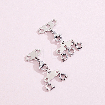 2Pcs 2 Styles Stainless Steel Necklace Layering Clasps FIND-BBC0005-10P-1