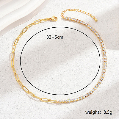 Fashionable Brass Clear Cubic Zirconia Cup Chain Necklaces MG3288-1