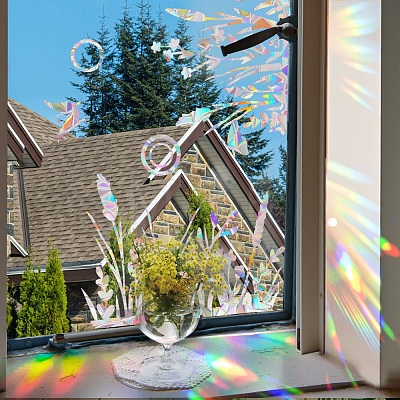 Flower Rainbow Prism Electrostatic Window Stickers PW-WG7E07F-01-1