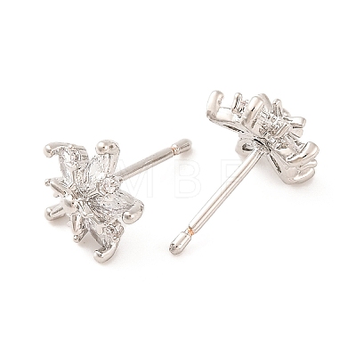 Brass Micro Pave Clear Cubic Zirconia Stud Earrings for Women EJEW-U015-09P-1