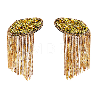 2Pcs Felt & Rhinestone & Iron Tassel Epaulettes AJEW-FH0009-07B-1