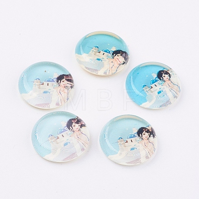 Tempered Glass Cabochons GGLA-22D-18-1