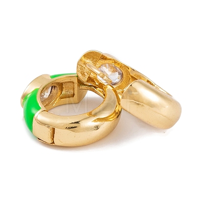 Rack Plating Brass Cubic Zirconia Enamel Earrings EJEW-S219-14G-1