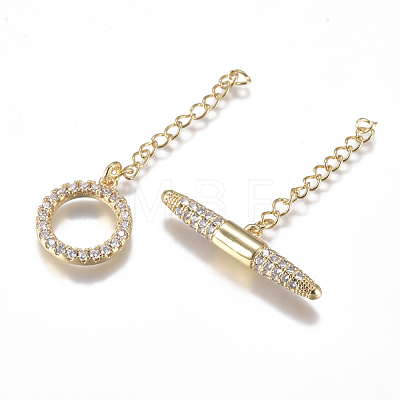 Brass Micro Pave Clear Cubic Zirconia Chain Extender ZIRC-G168-04G-1