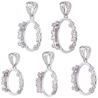 5Pcs 5 Styles Brass Pendant Cabochon Settings KK-HS0002-23-1