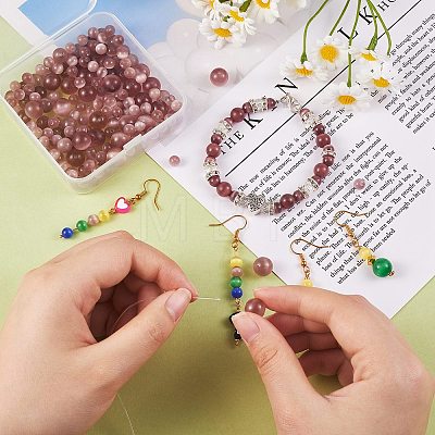 DIY Round Cat Eye Beads Bracelet Making Kit DIY-SZ0006-56B-1