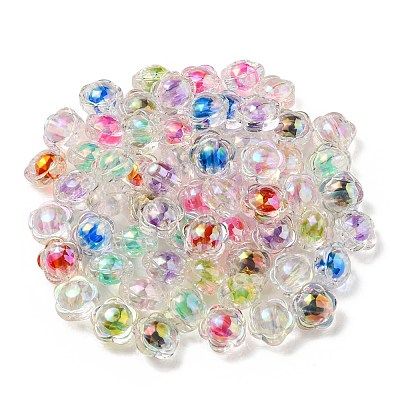 UV Plating Rainbow Iridescent Acrylic Beads X-OACR-A014-03-1