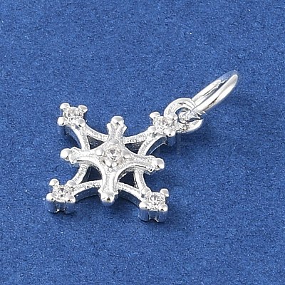 925 Sterling Silver Pave Clear Cubic Zirconia Star Charms STER-K181-01B-S-1