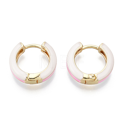 Brass Huggie Hoop Earrings EJEW-S209-07E-1