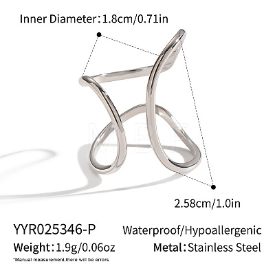 Adjustable 304 Stainless Steel Open Cuff Rings for Women SZ1207-7-1