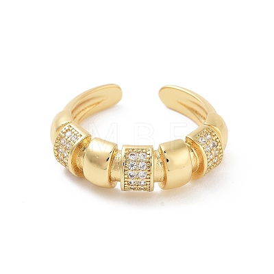 Brass Micro Pave Clear Cubic Zirconia Multi-layer Open Cuff Ring for Women RJEW-Z055-01G-02-1