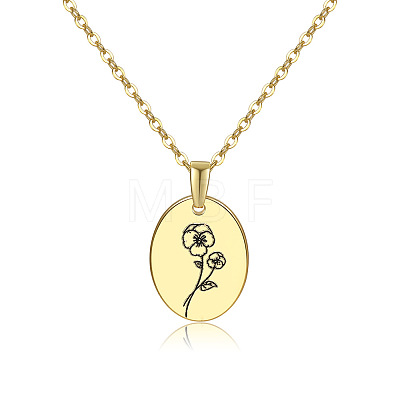 Brass Birth Month Flower Pendant Necklace HUDU-PW0001-034B-1-1