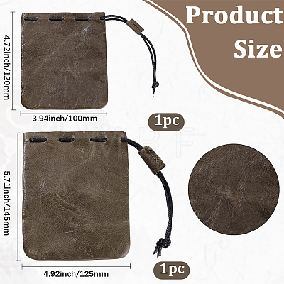 2Pcs 2 Styles Cowhide Jewelry Cosmetics Storage Bag ABAG-BBC0001-37-1