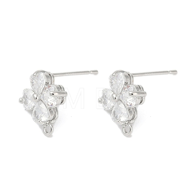 Brass Micro Pave Cubic Zirconia Stud Earring Findings KK-Z094-07P-1