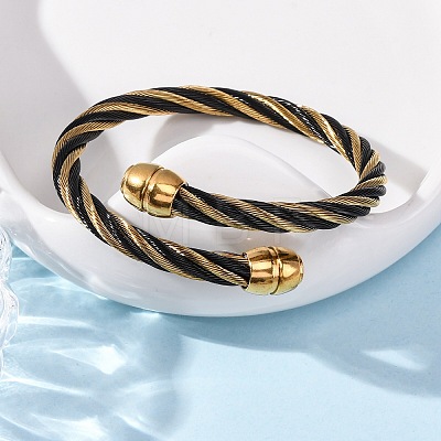 304 Stainless Steel Torque Bangles for Women BJEW-P310-25MC-1