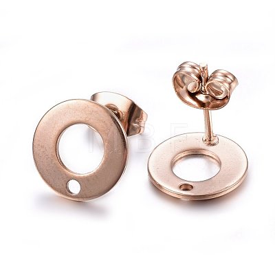 Ion Plating(IP) 304 Stainless Steel Stud Earring Findings STAS-H472-01RG-1