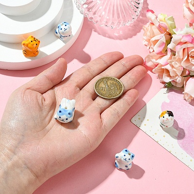 5Pcs Handmade Printed Porcelain Beads PORC-YW0001-18-1