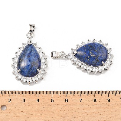 Dyed Natural Lapis Lazuli & Rhinestone Pendants G-K338-31P-08-1