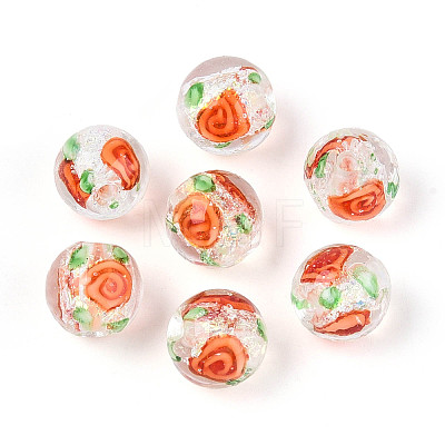 Handmade Foil Lampwork Beads Strands FOIL-T008-05D-1