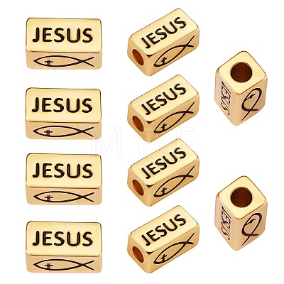 Brass Jesus Tube Beads for Easter KK-L006-041G-1