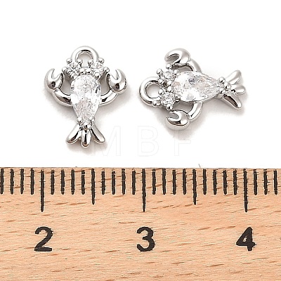Brass Micro Pave Clear Cubic Zirconia Charms KK-C054-11P-1