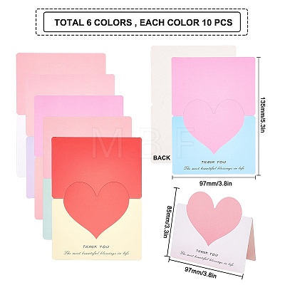 CRASPIRE 60 Pcs 6 Colors Paper Greeting Cards DIY-CP0004-56-1