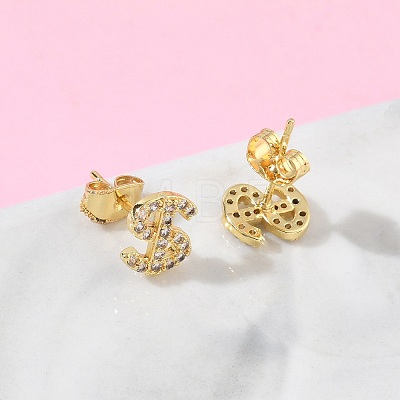 Brass & Crystal Rhinestone Stud Earrings for Women EJEW-G464-04G-01-1