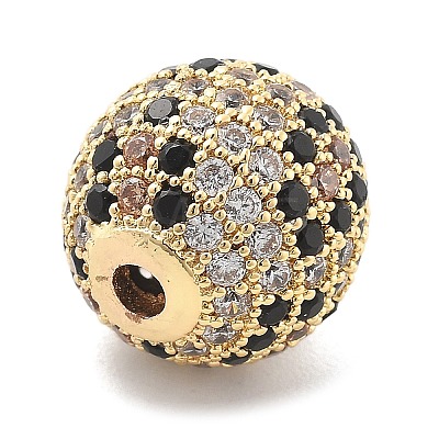 Brass Micro Pave Cubic Zirconia Beads KK-L228-11G-1