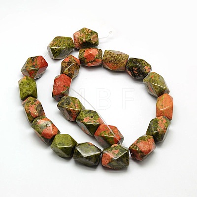 Natural Unakite Faceted Rhombus Beads Strands G-L235A-10-1