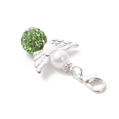 6Pcs Angel Polymer Clay & Crystal Rhinestone Pendant Decorations HJEW-JM04543-1