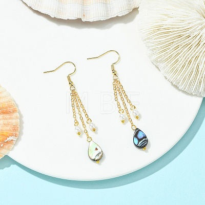 Shell Pearl & Abalone Shell/Paua Shell Dangle Earrings for Women EJEW-JE07328-1