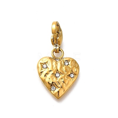 Heart 304 Stainless Steel Rhinestones Pendant Decorations STAS-R159-50G-03-1