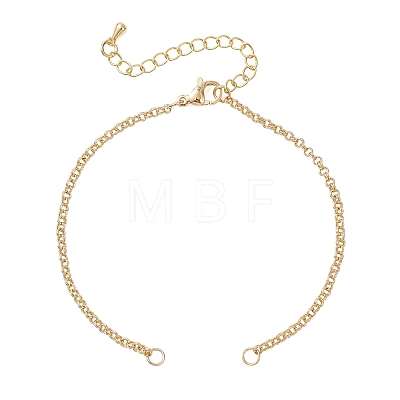 Brass Double Ring Link Chain Bracelet Making AJEW-JB01510-1
