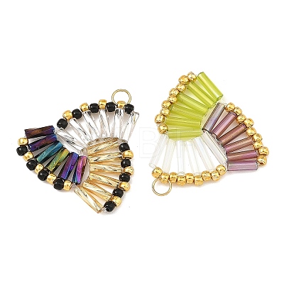 4Pcs 4 Styles Glass Seed Beads Pendants PALLOY-MZ01447-1