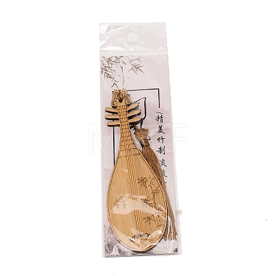 Ancient Musical Instrument Pipa Chinese Style Bookmark with Tassels for Book Lover AJEW-WH0235-32D-1