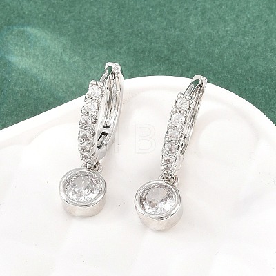 Brass Micro Pave Cubic Zirconia Hoop Dangle Earrings KK-Z166-15P-02-1