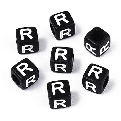 Initial Acrylic Horizontal Hole Beads OACR-ZX006-35R-1