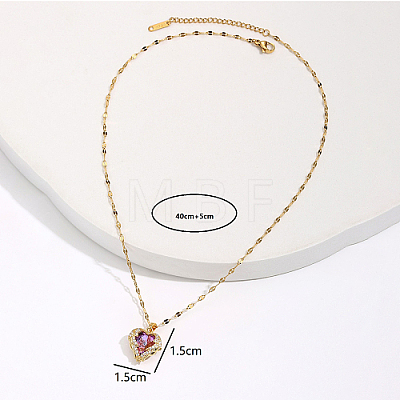 Heart Cubic Zirconia Pendant Necklace with Brass Chains HL6182-1