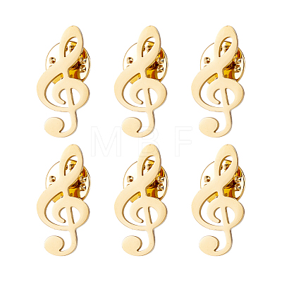 6Pcs Musical Note 304 Stainless Steel Lapel Pin Backs for Backpack Clothes JEWB-FH0003-12G-1