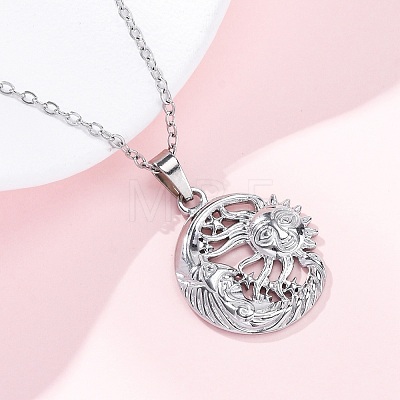 Moon & Star & Sun 304 Stainless Steel Pendant Necklaces NJEW-H059-14P-1