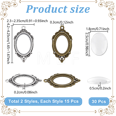 30Pcs Vintage Tibetan Style Alloy Pendant Cabochon Bezel Open Back Settings TIBEP-UN0001-31-1