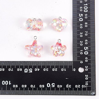 32Pcs 4 Styles Transparent Resin Pendants RESI-SZ0001-75-1